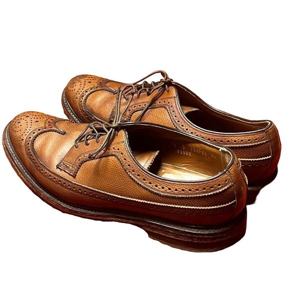 Florsheim 93602 Longwing V Cleat Oxfords Shoes Mens Size 9.5 Brown Grain Leather - Picture 5 of 12